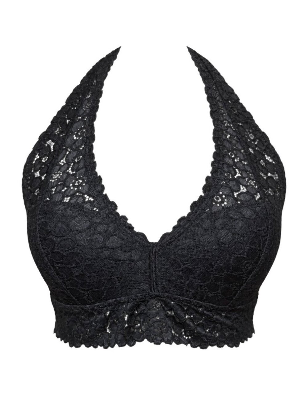 Aerie Black Lace Halter Bralette NWT M